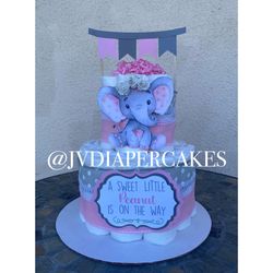 Pink And Great Baby Elephant Diaper Cake Great For Baby Showers 