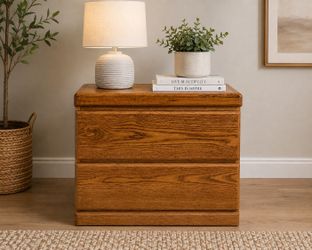 Oak 2-Drawer Nightstand / Bedside Table