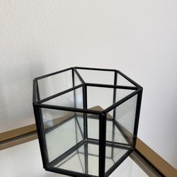 Hexagon Mirror Glass Swivel Container