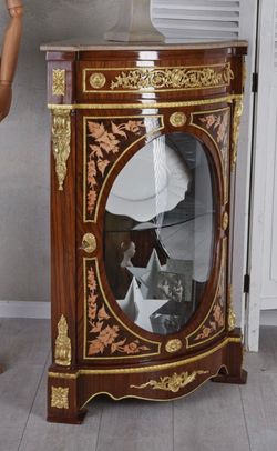 Corner cabinet baroque corner showcase solid wood display case marble plate stan 2 pieces Each $1200