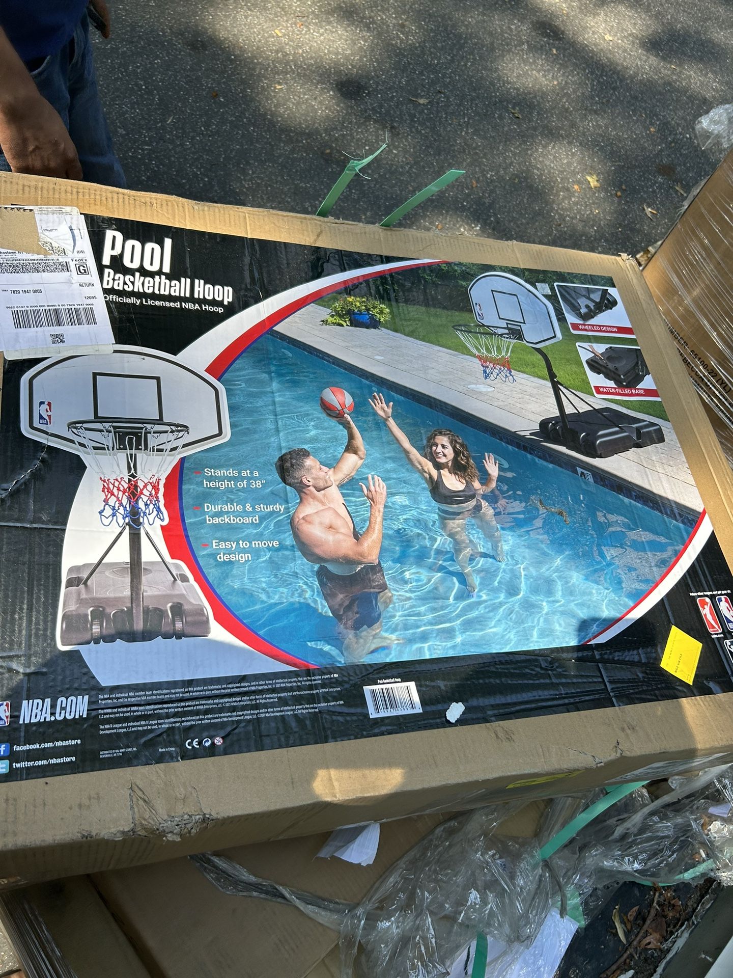 NBA Official 35" Portable Poolside Basketball Hoop with Portable Wheeled Base
