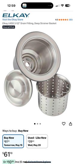 Elkay Drain deep strainer basket