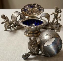Antique Silver-Plate Designer Tableware Collection with