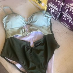 Large tricolor, one piece  swimsuit