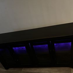 LED TV STAND with 4 Glass Doors / 2 Tier Shelves ( Comes with Remote )
