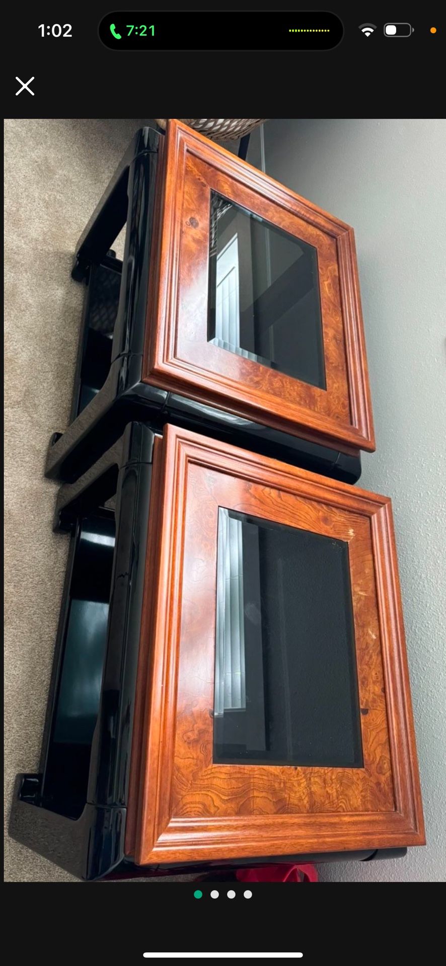 Chinoiserie Burl Wood Side Tables