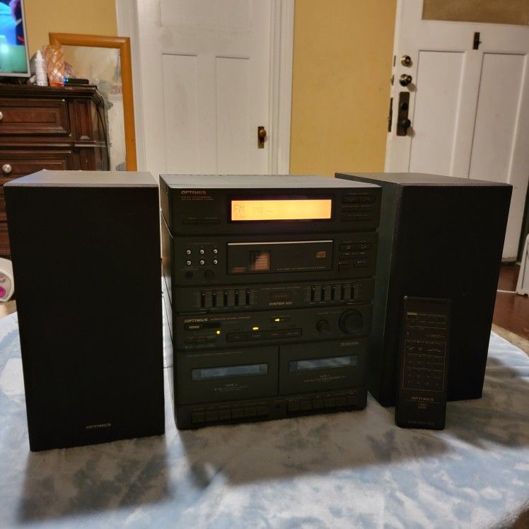 Vintage 1992 Rare Optimus System 620 Compact 6 Disc AM/FM Radio & Cassette Tape Stereo Music System With Remote 