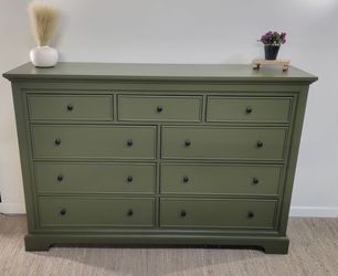 Modern 9 Drawer Olive Green Dresser