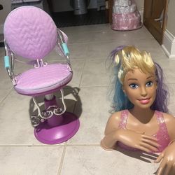 Barbie Head And Doll Chair 
