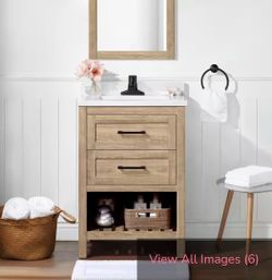 Home Decorators Autumn 24”  Bathroom Vanity with White Top and Storage