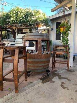 3 Piece Set Ice Barrel Cooler With Bar Stools