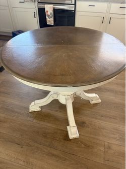 Round Pedestal Dining Table with Leaf farmhouse white cottage