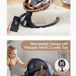 Baby Swing - Remote. Lullabies, Timer, 5 Speeds. 3 Angles, Vibration Mode. Soothing Mode