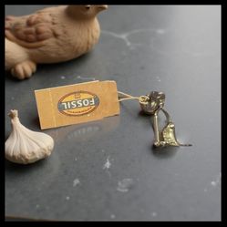 Fossil Pendant Charm Bird on Swing