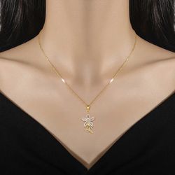 Modern Style Simple Style Flower Titanium Steel Copper Inlay Artificial Gemstones Pendant Necklace