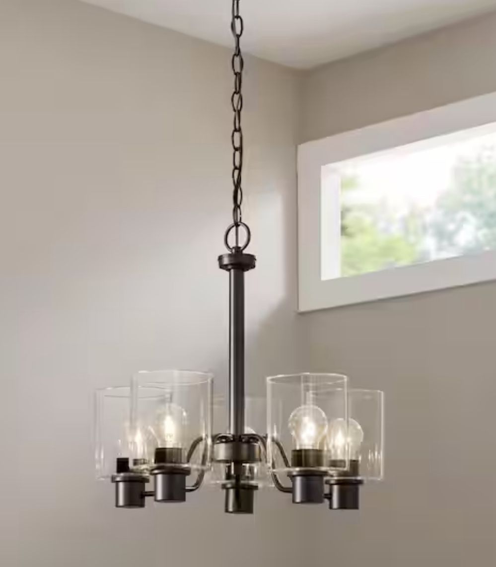 5 Light Oil Rubbed Bronze Transitional Classic Chandelier...