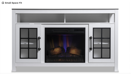 Modern Farmhouse 59.5'' White & Gray Fully Assembled Electric Fireplace and TV Stand (Retail $599)