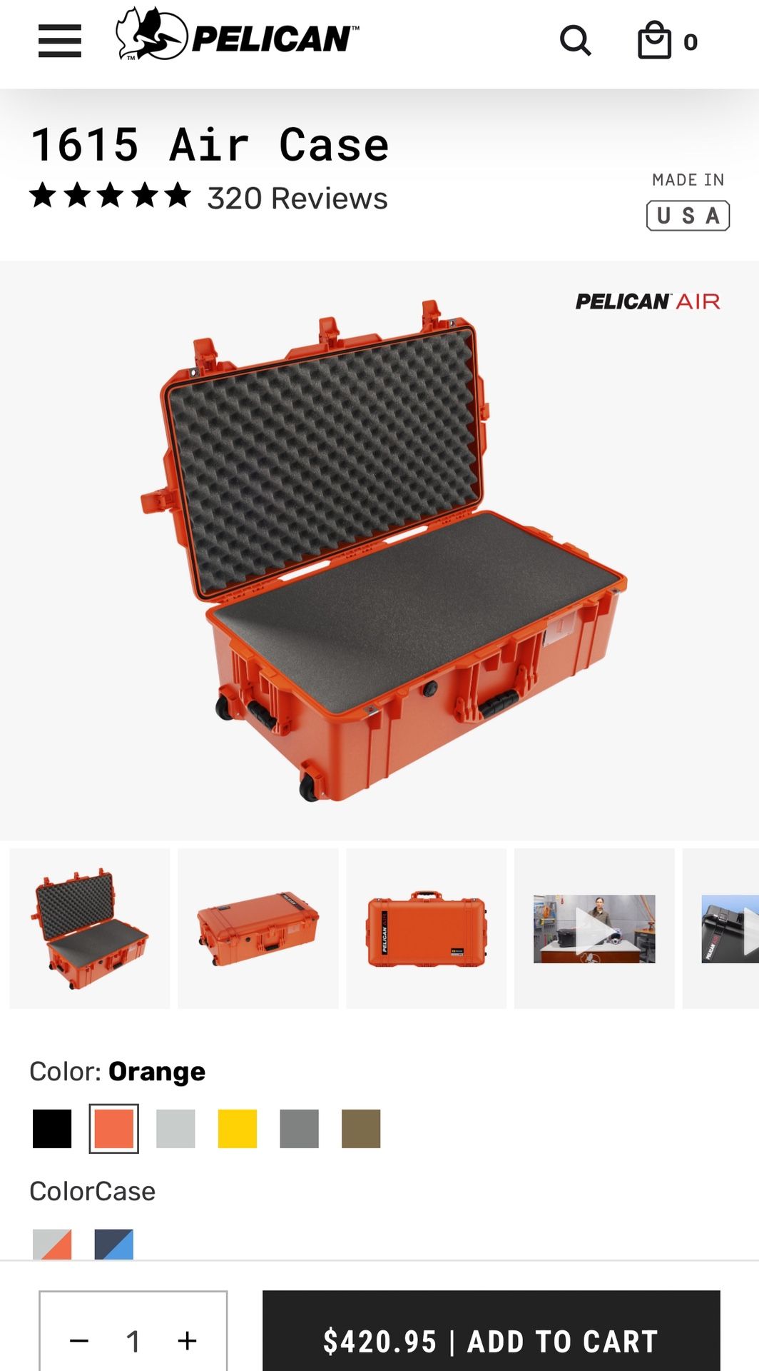 Pelican Air 1615 Case Orange