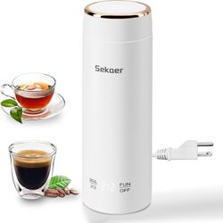 Mini Travel Portable Electric Kettle, Small Tea Kettle Hot Water Boiler, 330mL & 304 Stainless Steel, with 4 Variable Presets and Auto Shut-Off, SEK-8