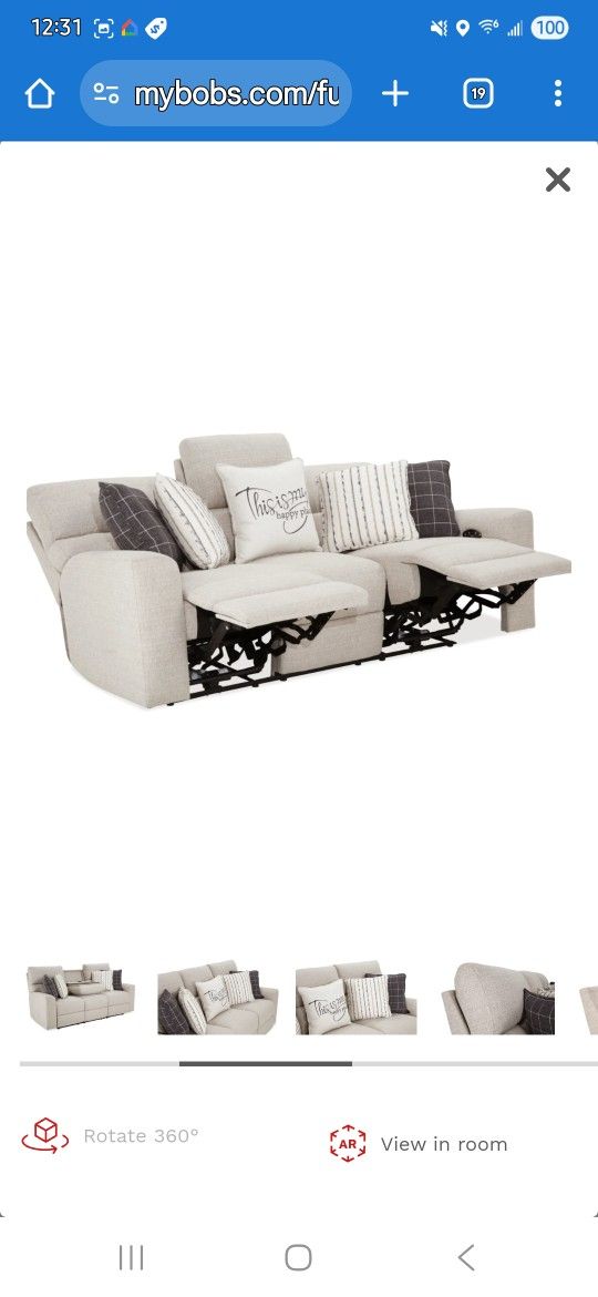 Dual Power Recliner Sofa (Brand New)