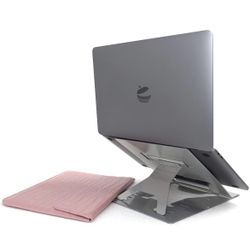 Aurelie Adjustable Lightweight Durable Aluminum Laptop Stand with Pink Cherry Bag for Laptop, Ergonomic Phone, Tablet Stand for Mac, Dell and More, 10