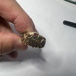 10K Collectible Harley-Davidson Eagle Ring With Ruby Eye