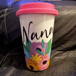 Nana Dainty Floral Travel Coffee Tumbler w/ Lid