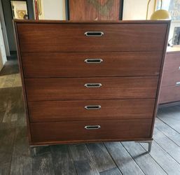Vintage Mid Century  5-Drawer Tallboy Dresser