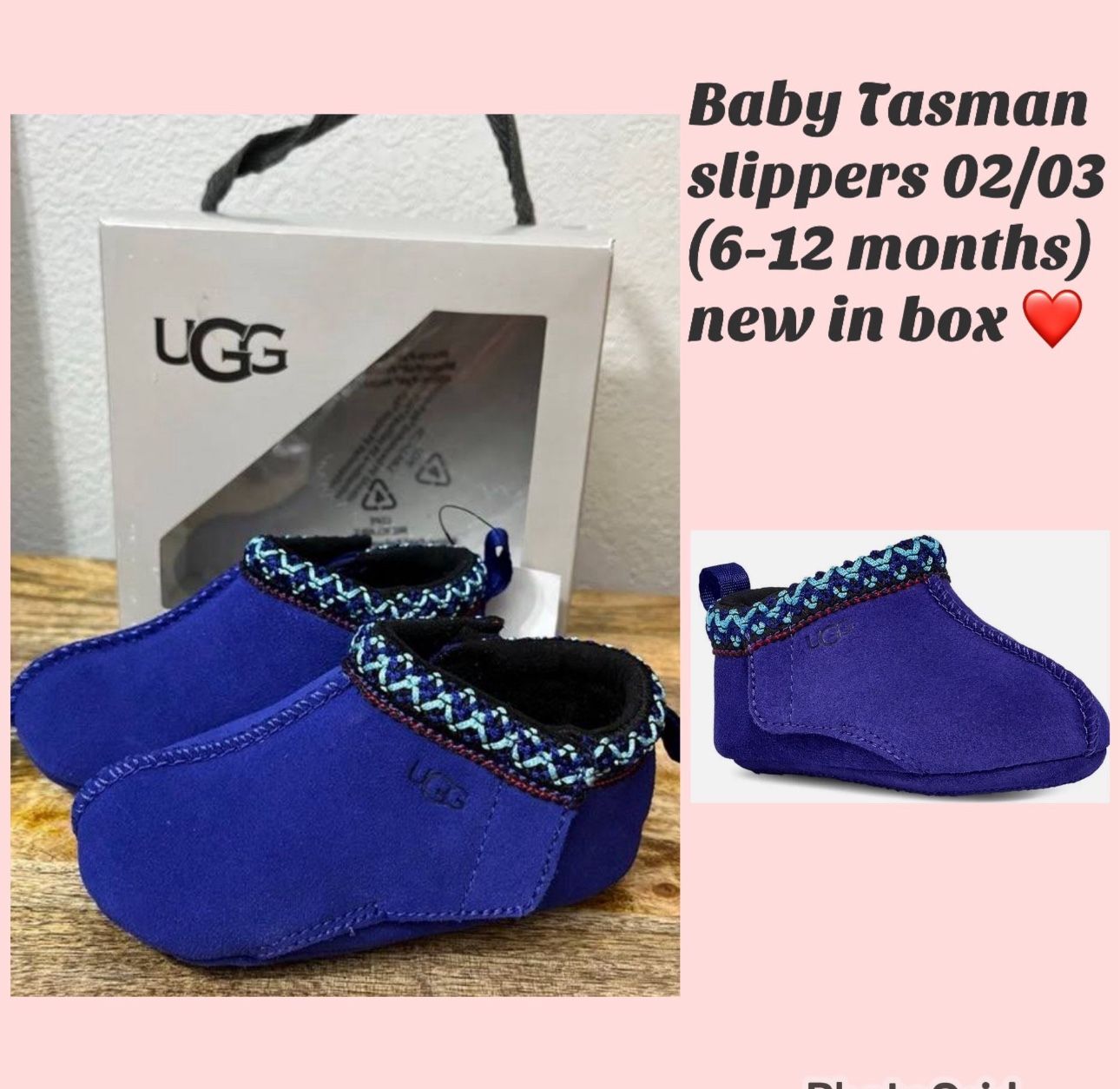 Baby Ugg Tasman slippers super cute new size 2/3 (12/18 m) New in box $38 firm cash or Zelle