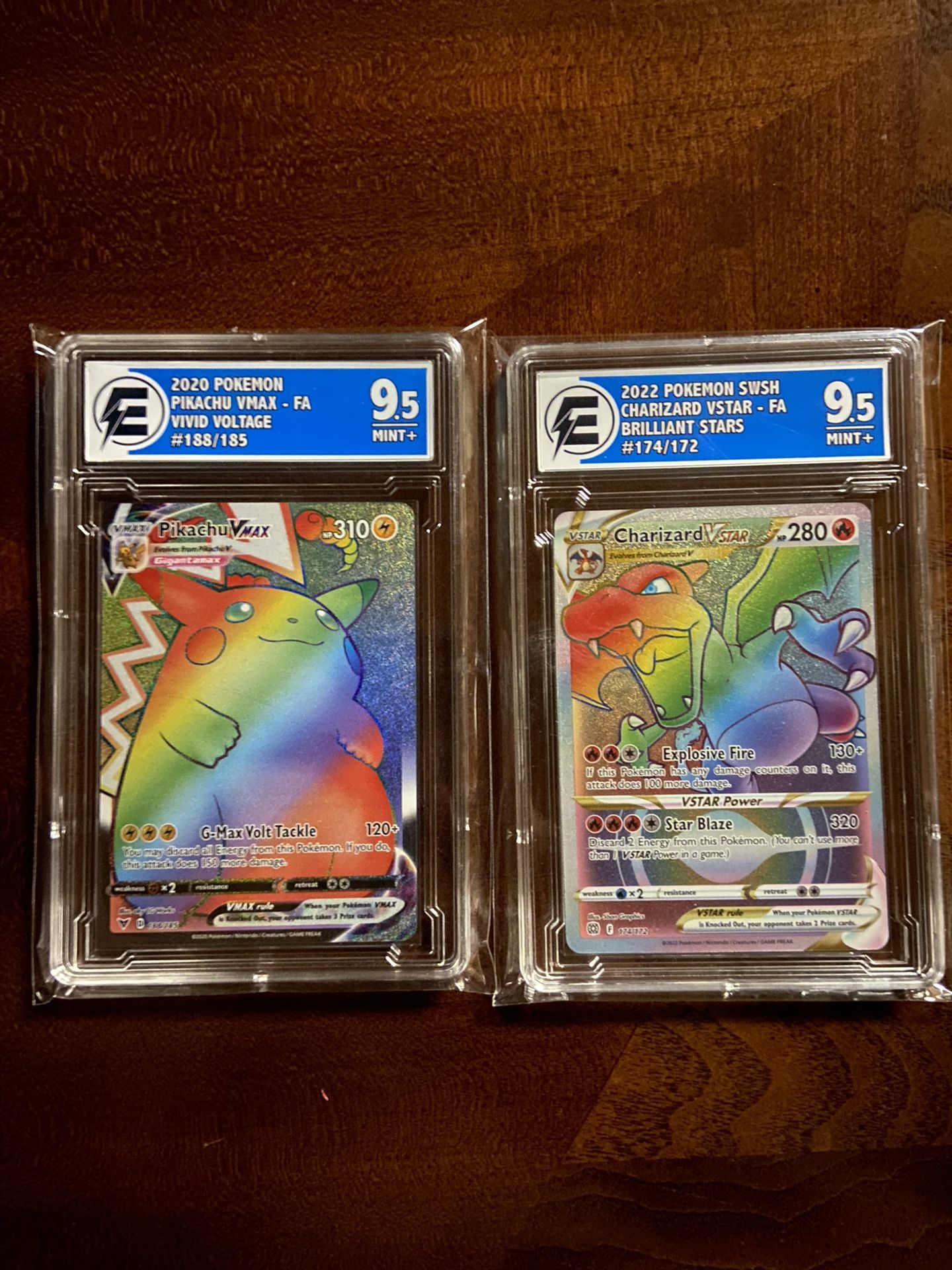 Rainbow Pikachu/Charizard Graded 9.5 And A Charizard Celebrattions Graded 9