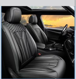 Universal Luxury PU Leather Car Seat Cover Full Set, Comfortable Car 5 Seat Covers Four Seasons For SUV, Sedan, Truck, Airbag Compatible