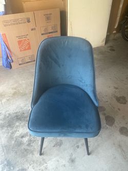 Blue Suede Swivel Chair