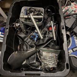 Box full of bicycle parts