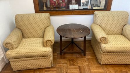 Two Matching Chairs With Table