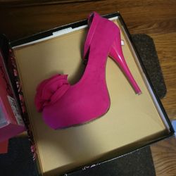 Fuschia Peep Toe Pump