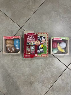 Melissa & Doug Wooden Cube Puzzle, Melissa & Doug Wooden Food Groups Set, Fruits, Bread, Grains