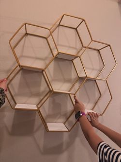 Gold Honeycomb Hexagon Wall Shelf
