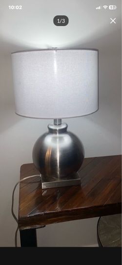 Modern Table Lamp with the Brushed Nickel Balloon Base and New Lampshade H20”