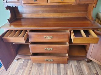 Antique Victorian Wooden Dresser with Mirror