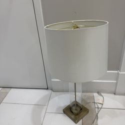 18 in. H Brushed Nickel Table Lamp with On/Off Switch Clear Glass Body Metal Base Task