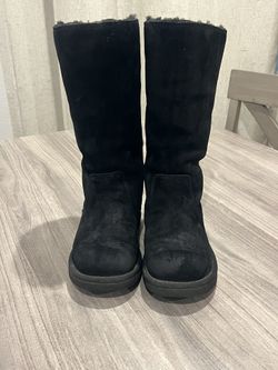 UGG Australia Roseberry Winter Boots Womens Size 5 Black Leather Sheepskin