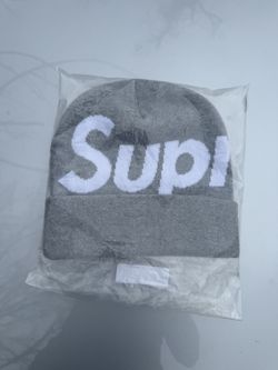 Authentic Gray Big Logo Supreme Beanie 