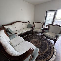 WHITE & SAGE HANDICRAFT SETTEE LIVING ROOM MAHOGANY COUCH SOFA – 7- SEATER