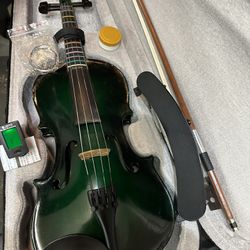 3/4 Size Emerald Green Violin with Bow, Digital Tuner, Extra Strings $140 Firm