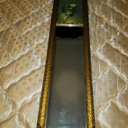 Antique Hall Mirror Woman Playing Harp