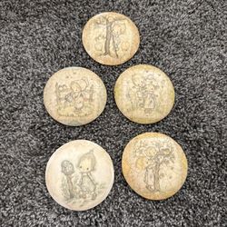 Vintage Holly Hobbie Oval Chalkware Betsy Clarke Wall Plaques Set Of 5 MUST GO