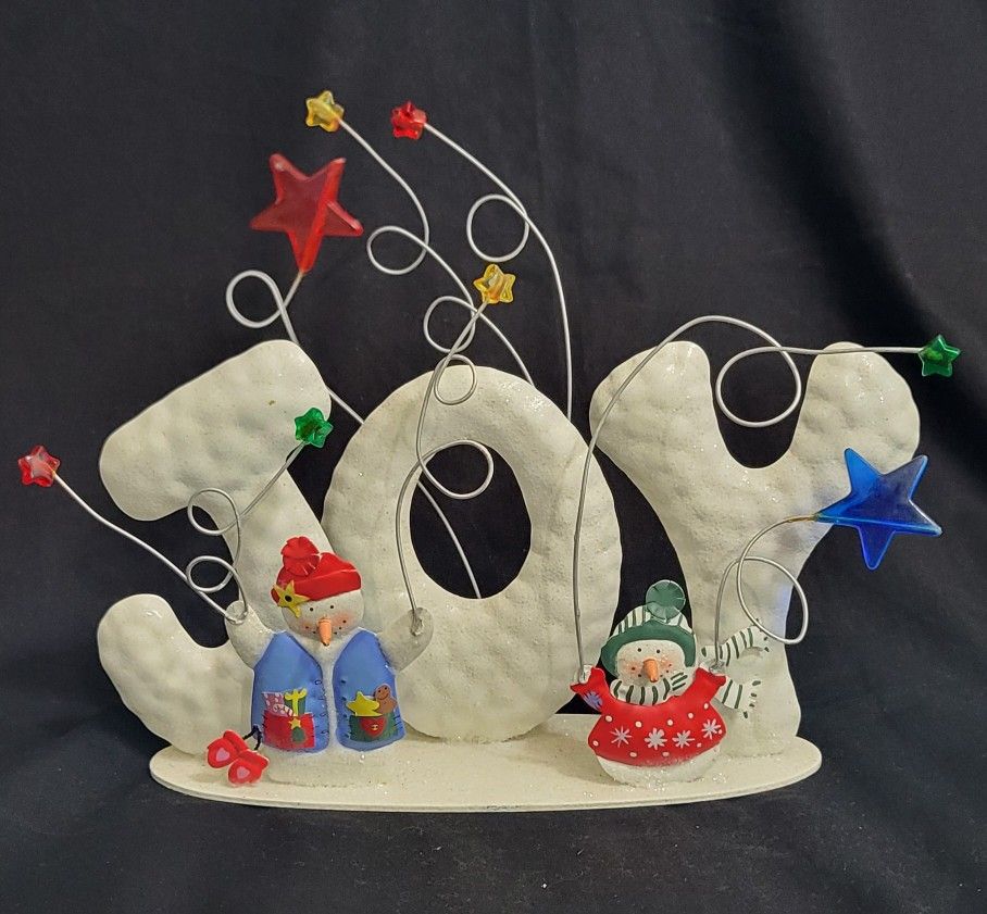 Vtg Christmas Decor "JOY" Metal  Beautiful 9"X9.25"