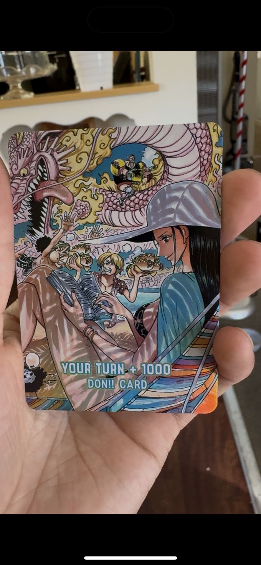 Nico Robin shaded by palm trees Don! Card One Piece Card Game Custom Textured Foil