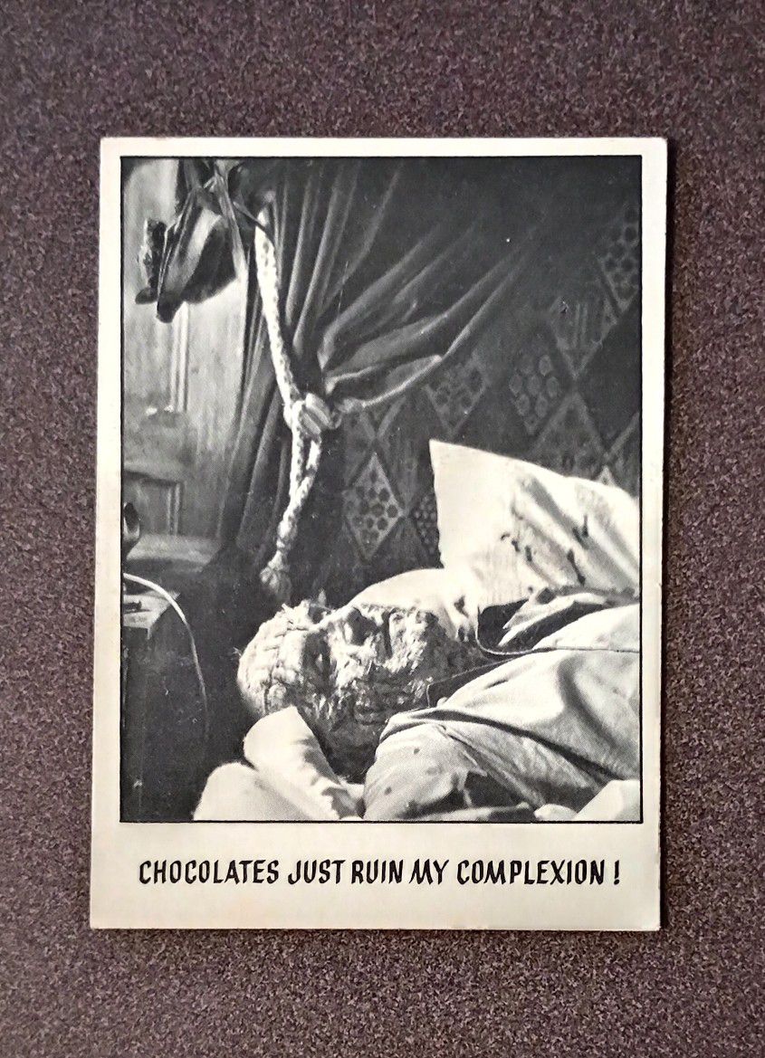 1973 Topps Chocolates Just Ruin My Complexion #59 You'll Die Laughing American International Movie Pictures Creature Feature Card Vintage Collectible 