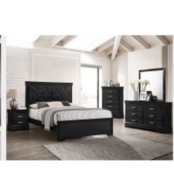 4- Pc Bedroom set Dresser,Mirror  Nightstand (1) Queen size bed frame  Not including Mattress and Box Sp